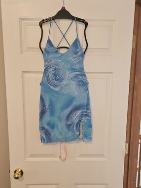 Oh Polly Cross Back Embellished Thigh Split Draped Back